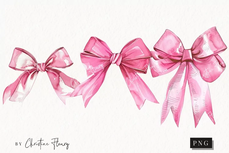 Watercolor Pink Coquette Bows PNG | Coquette PNG