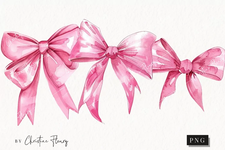 Watercolor Pink Coquette Bows PNG | Coquette PNG