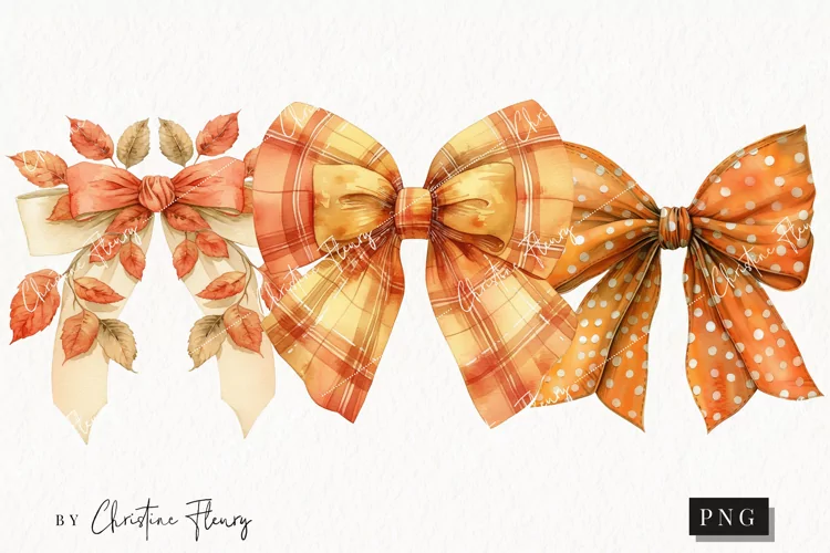 Watercolor Fall Bows | Fall PNG