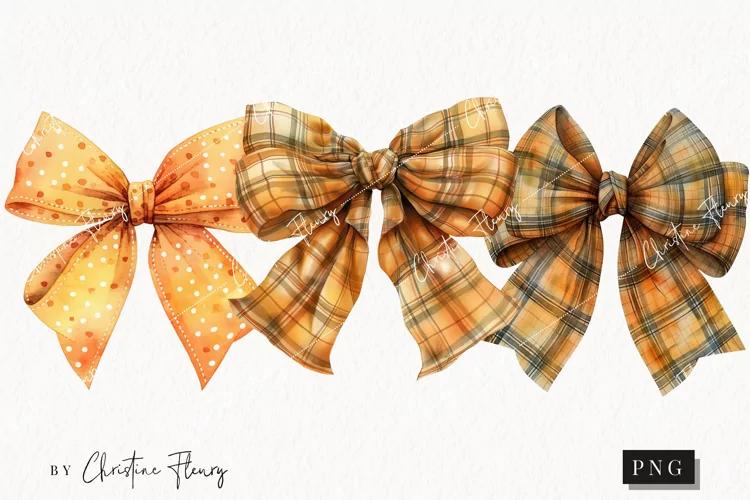 Watercolor Fall Bows | Fall PNG