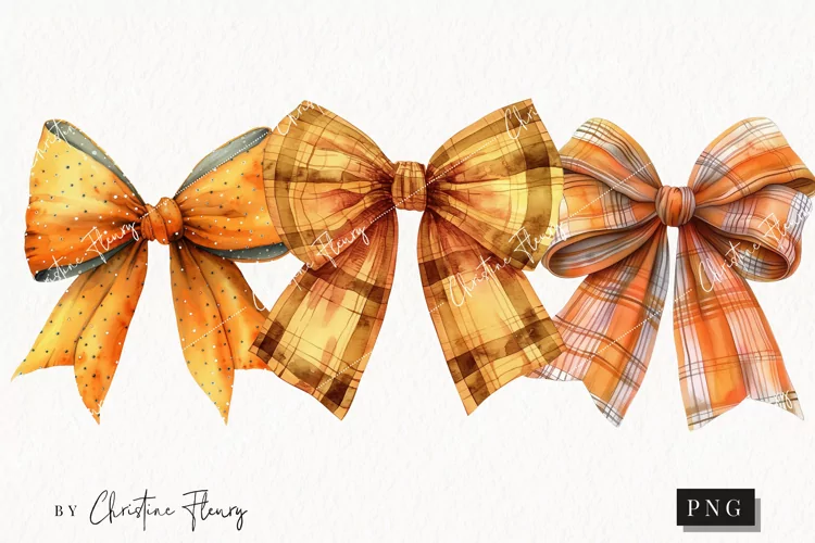 Watercolor Fall Bows | Fall PNG