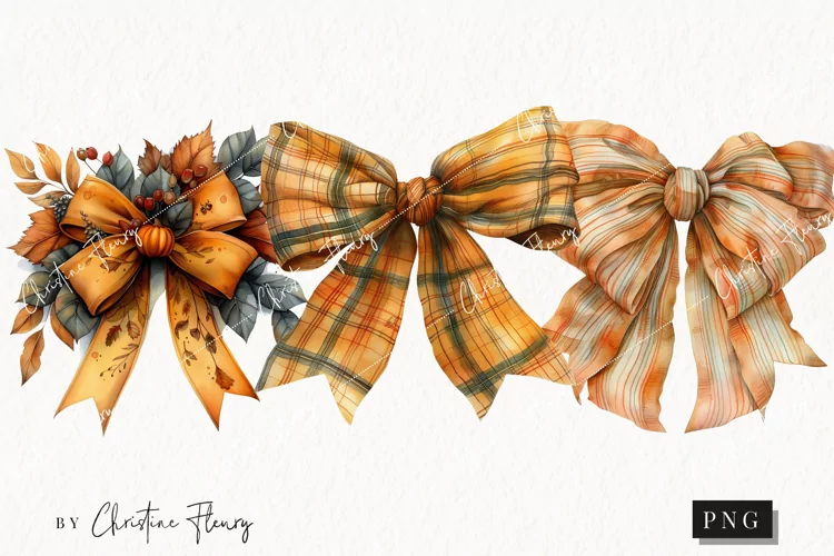 Watercolor Fall Bows | Fall PNG