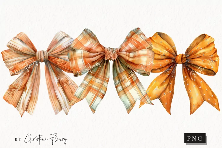 Watercolor Fall Bows | Fall PNG