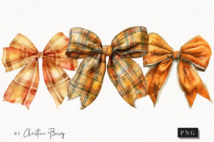 Watercolor Fall Bows | Fall PNG