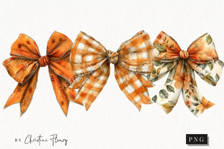 Watercolor Fall Bows | Fall PNG