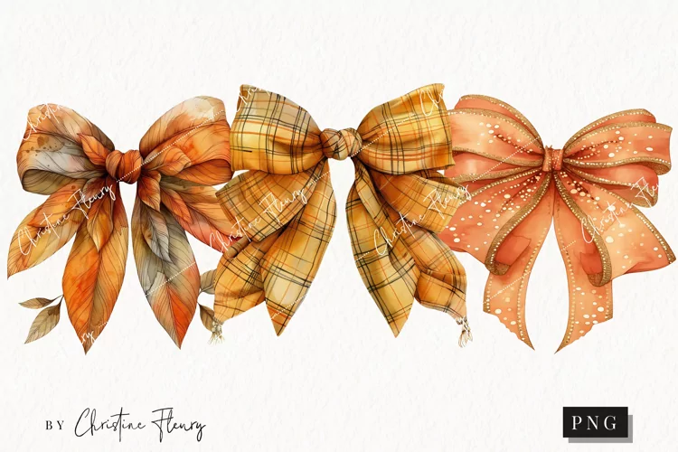 Watercolor Fall Bows | Fall PNG