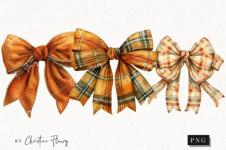 Watercolor Fall Bows | Fall PNG