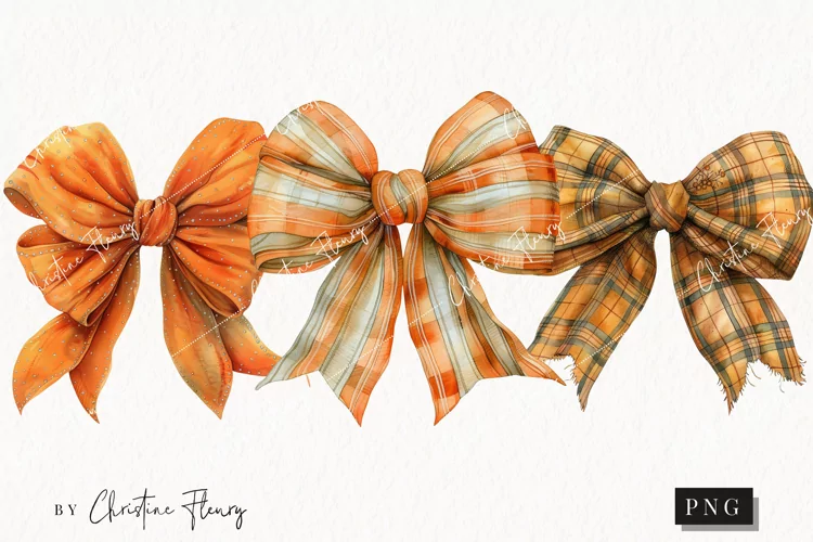 Watercolor Fall Bows | Fall PNG