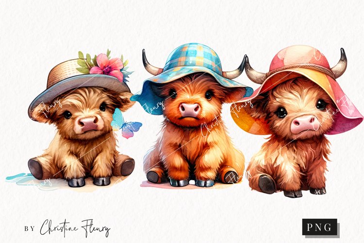 Cute Highland Cows PNG | Summer PNG