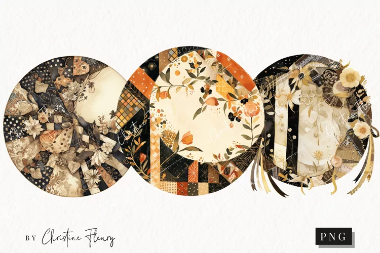 Patchwork Round Backgrounds | Whimsical PNG