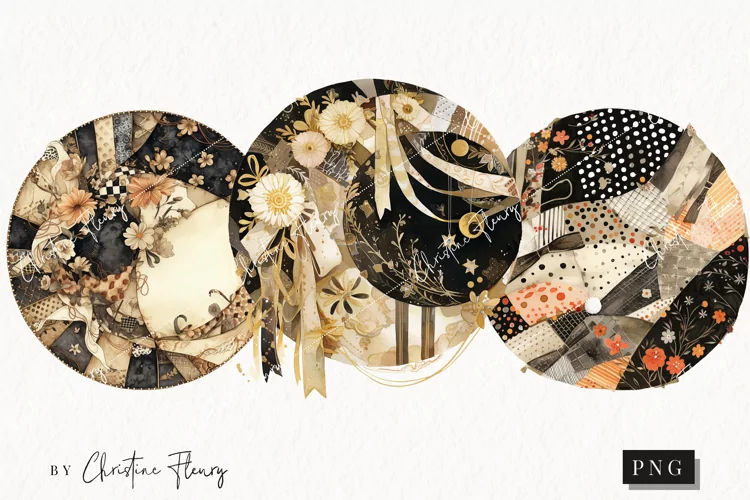 Patchwork Round Backgrounds | Whimsical PNG