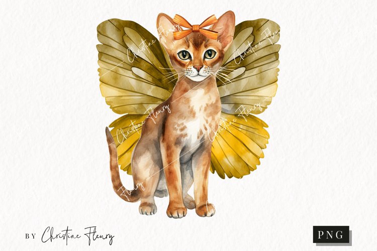 Watercolor Abyssinian | Fall Cat PNG