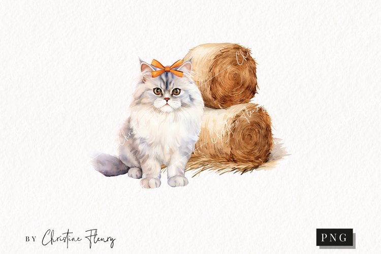 Watercolor Persian | Fall Cat PNG