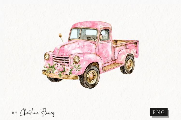Pink Christmas Truck | Christmas PNG