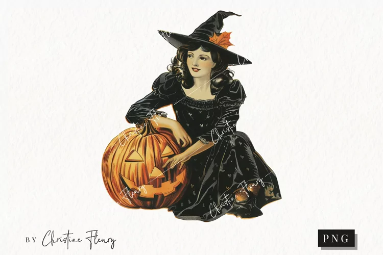 Vintage Halloween Pin Up Girl | Halloween PNG