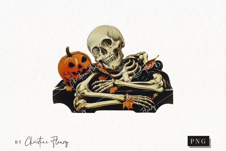 Vintage Halloween Skeleton Clipart | Halloween PNG