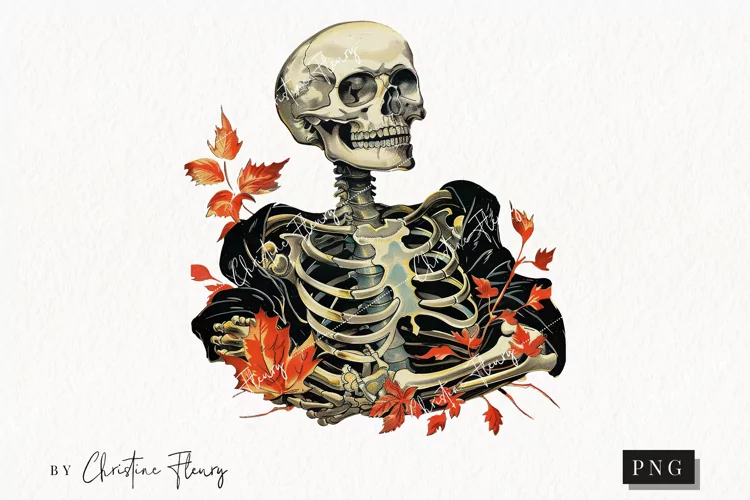 Vintage Halloween Skeleton Clipart | Halloween PNG