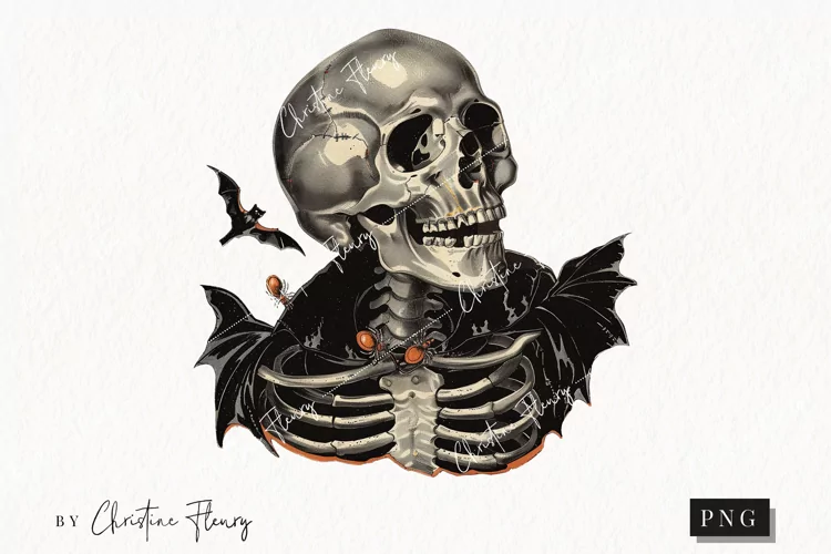 Vintage Halloween Skeleton Clipart | Halloween PNG