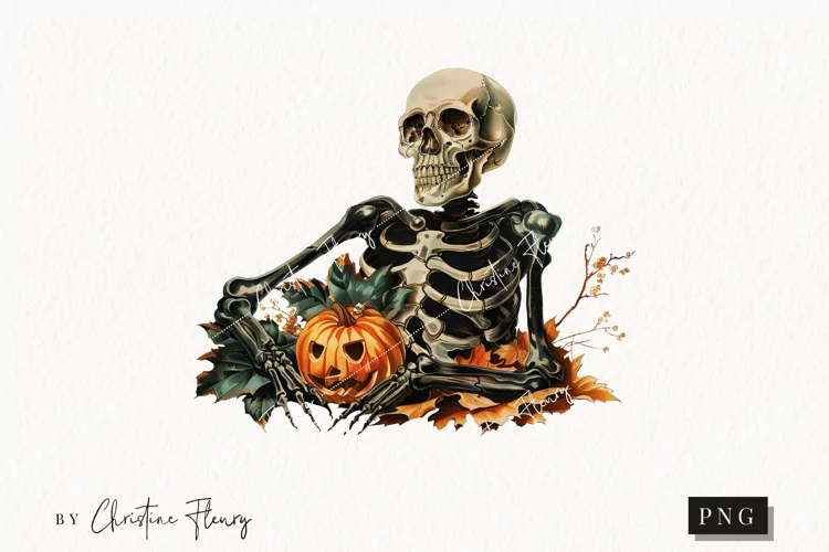 Vintage Halloween Skeleton Clipart | Halloween PNG