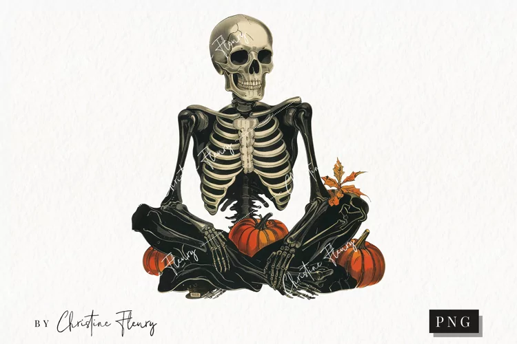 Vintage Halloween Skeleton Clipart | Halloween PNG