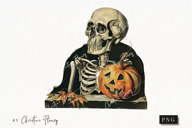 Vintage Halloween Skeleton Clipart | Halloween PNG