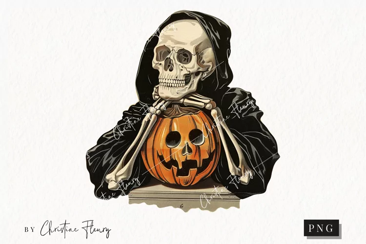 Vintage Halloween Skeleton Clipart | Halloween PNG
