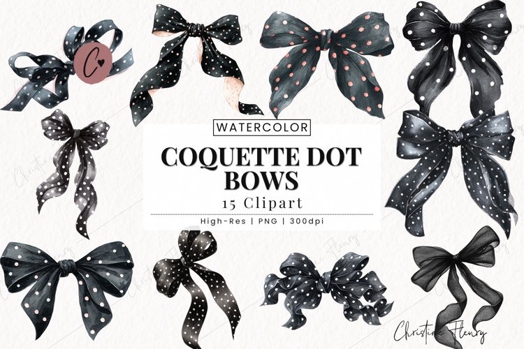 Coquette Dot Bows Clipart Bundle