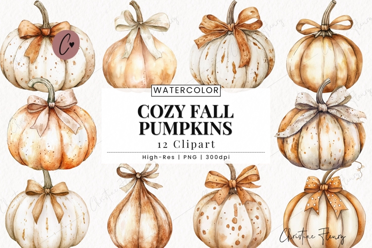 Cozy Fall Pumpkins Clipart Bundle | Fall Png