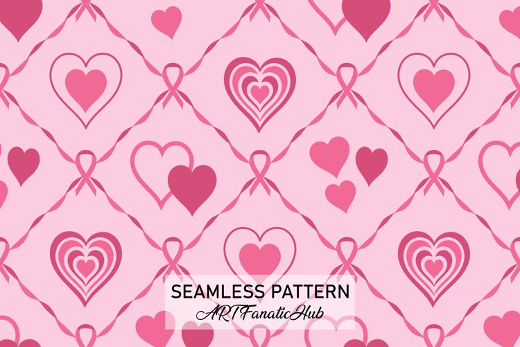 Breast Cancer Awareness Digital Paper | Pink Ribbon Pattern