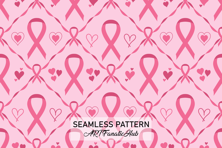Breast Cancer Awareness Digital Paper | Pink Ribbon Pattern