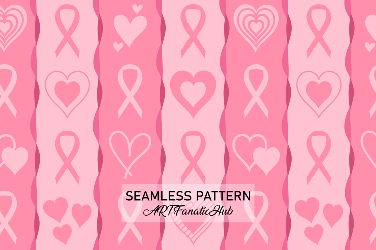 Breast Cancer Awareness Digital Paper | Pink Ribbon Pattern