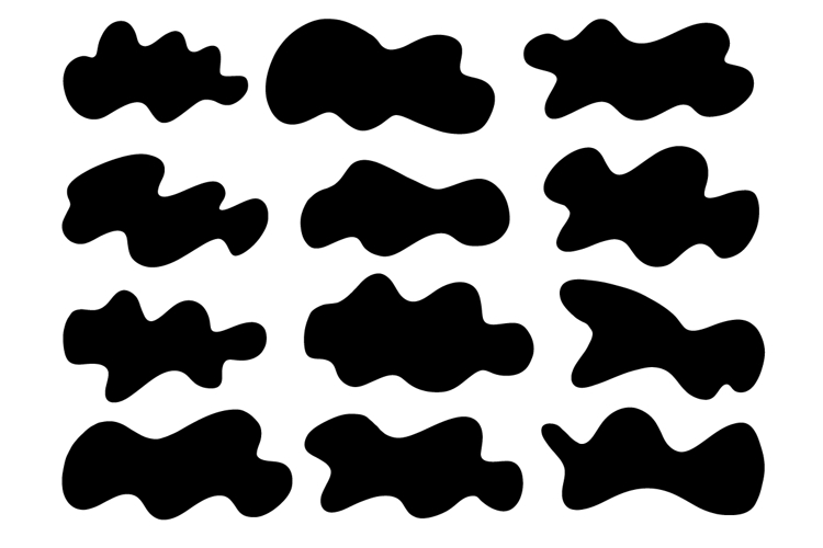 Hand Drawn Abstract Black Blob Shapes Set
