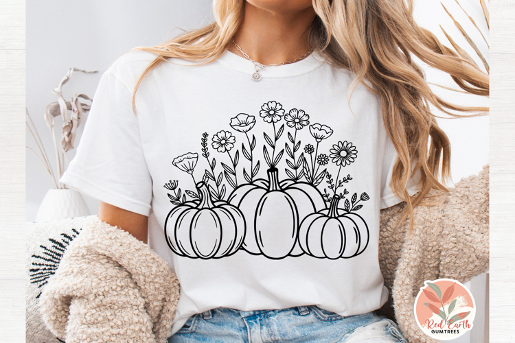 Floral Pumpkins in pumpkin patch svg, fall farmhouse pumpkin
