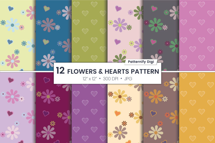 Flowers and hearts digital background