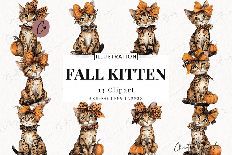 Fall Kitten Clipart Bundle
