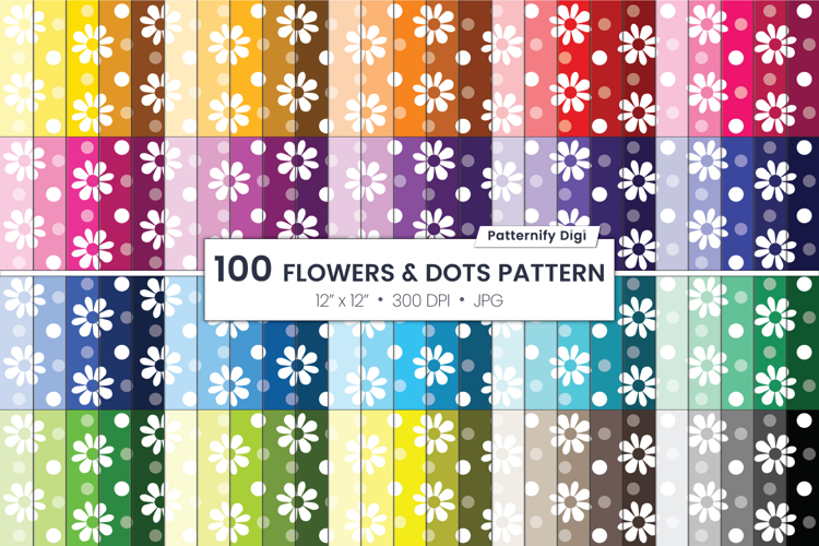 Colored daisy, white flowers seamless digital paper