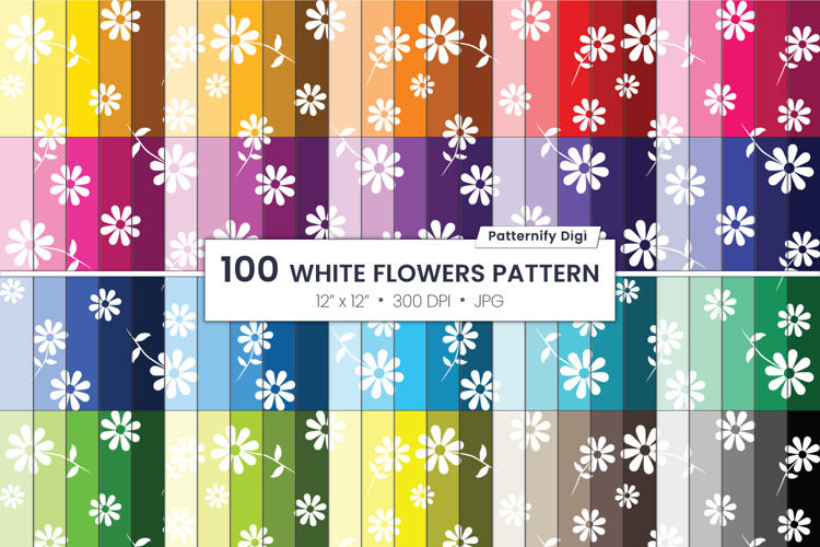 White flowers digital pattern, floral decoration