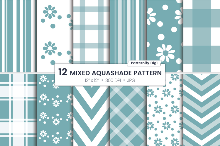 Gingham Green Gray Background | Striped And Floral Pattern example image 1