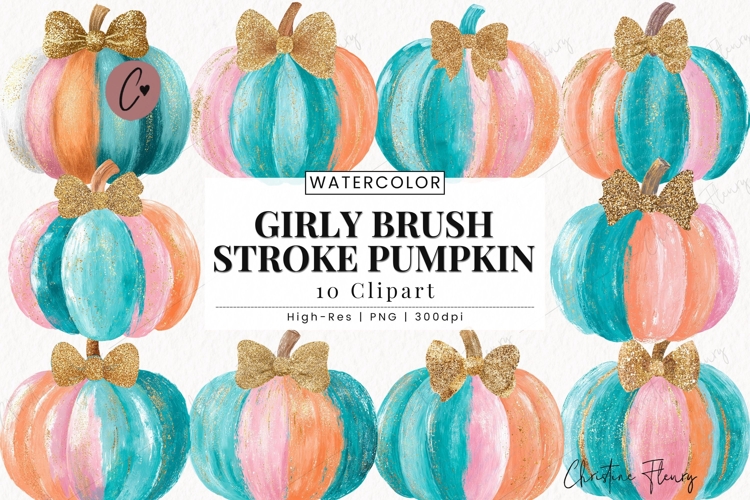 Brush Stroke Pumpkin Clipart Bundle