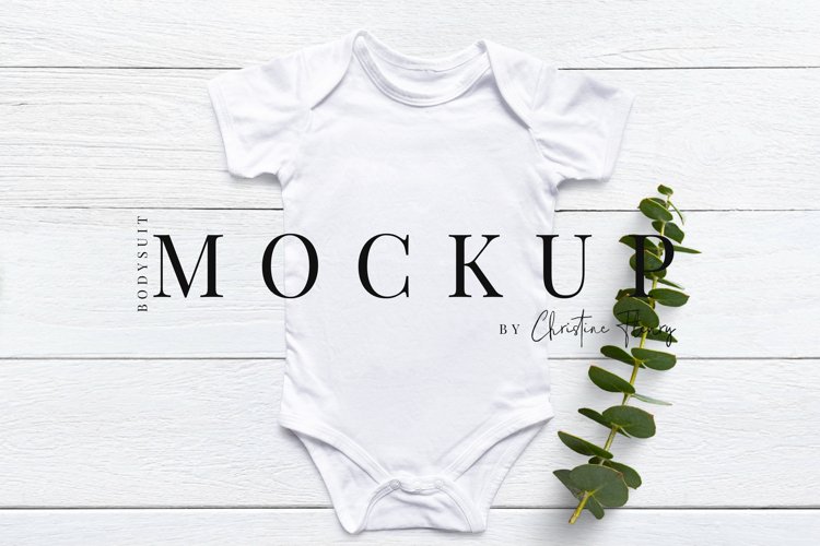 White Gender Neutral Baby Bodysuit Mockup