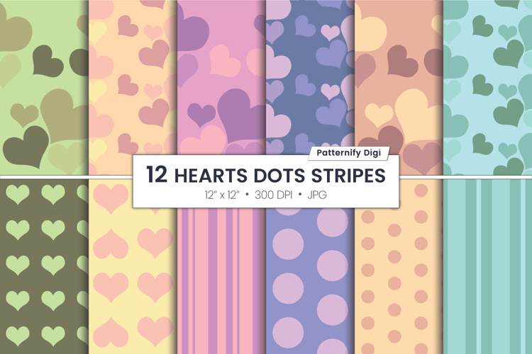 Pastel Hearts Digital Paper - Seamless Love Patterns