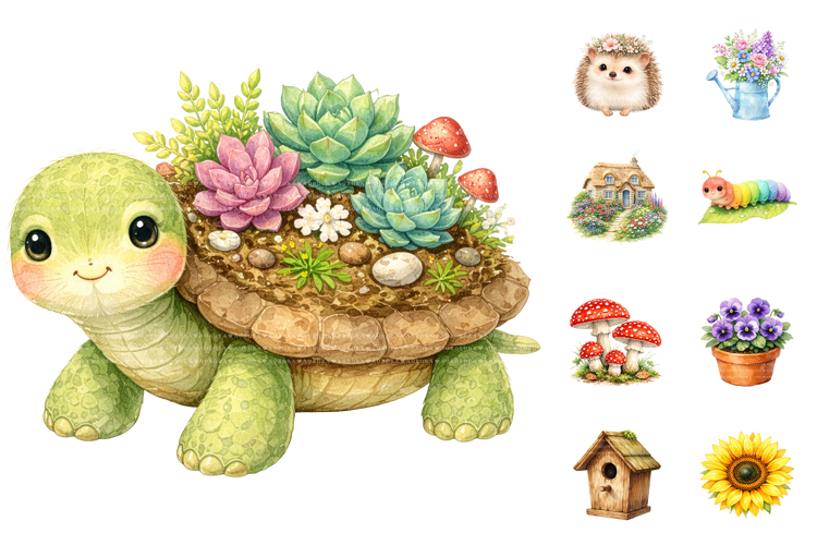 Cute Watercolor Spring Animal Clipart