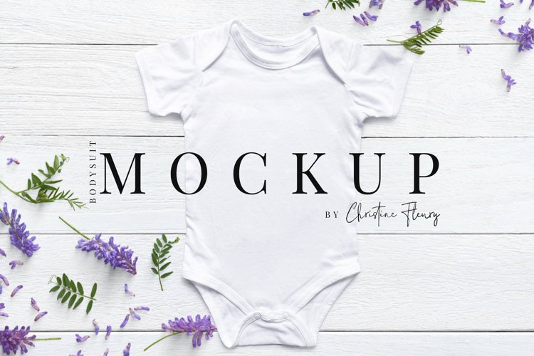 Lavender Flatlay Baby Bodysuit Mockup - Spring Mockup example image 1