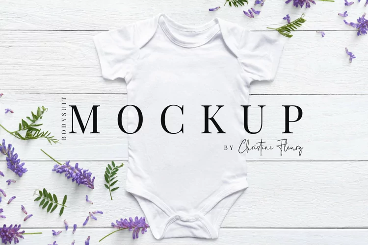 Lavender Flatlay Baby Bodysuit Mockup - Spring Mockup