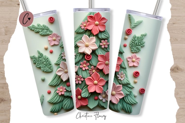 3D Christmas Tree Tumbler Wrap PNG
