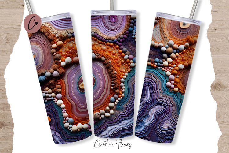 3D Embroidered Rust Agate Tumbler Wrap PNG example image 1