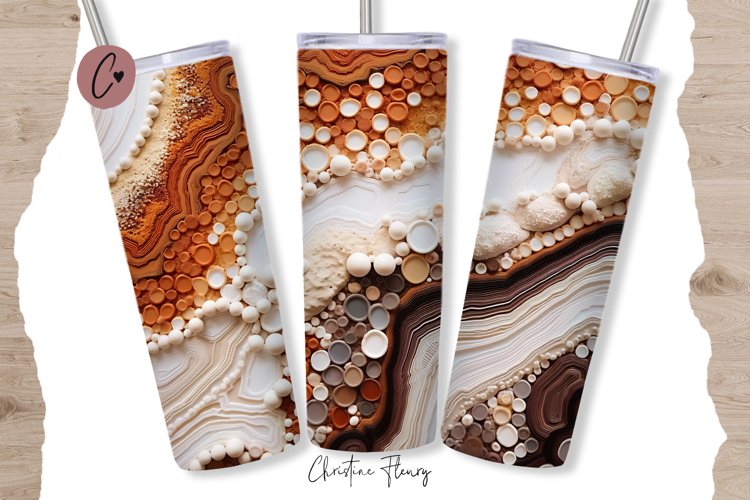 3D Embroidered Neutral Agate Tumbler Wrap PNG example image 1
