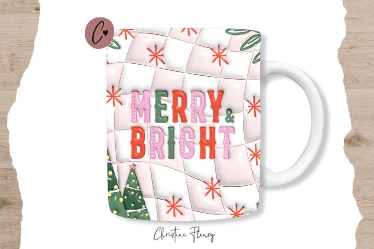 3D Inflated Merry   Bright Mug Wrap | Mug Sublimation