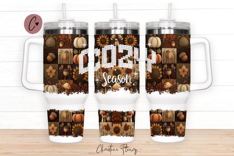 Fall Patchwork Cozy Season 40oz Tumbler Wrap
