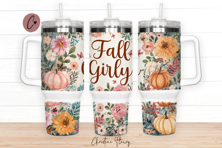 Floral Fall Girly 40oz Tumbler Wrap